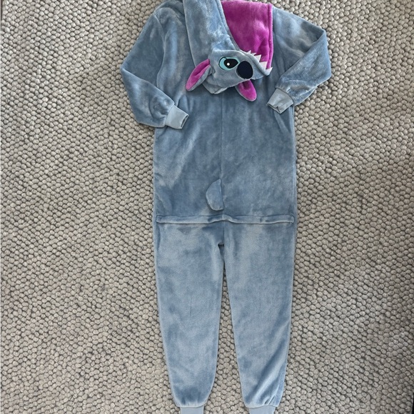 Size 12 Stitch Costume Cozy Blue Hooded Onesie - Picture 7 of 9